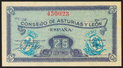 25 Céntimos. 1937. Asturias y León. Sin serie. (Edifil 2021: 394). Apresto original. SC-.