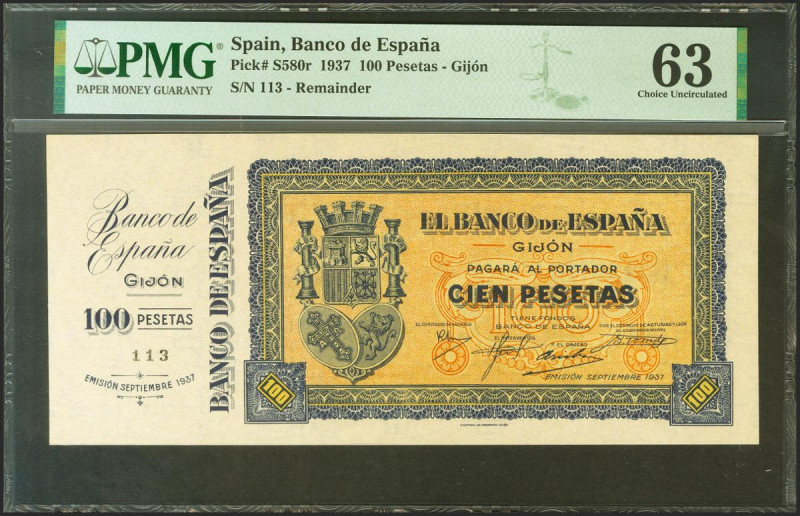 100 Pesetas. Septiembre 1937. Sin serie, con numeración y con matriz a izquierda...