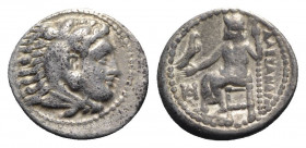 Kings of Macedon, Alexander III ‘the Great’ (336-323 BC). AR Drachm (17mm, 4.22g, 11h). Miletos, c. 325-3 BC. Head of Herakles r. wearing lion's skin....