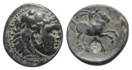 Kings of Macedon, Philip III Arrhidaios (323-317 BC). Æ Unit (20mm, 6.22g, 11h). Uncertain mint in Macedon. Head of Herakles r., wearing lion skin. R/...