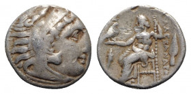 Kings of Macedon, Philip III Arrhidaios (323-317). AR Drachm (17mm, 4.25g, 11h). In the name and types of Alexander III. Kolophon, c. 322-319 BC. Head...