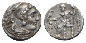 Kings of Macedon, Philip III Arrhidaios (323-317 BC). AR Drachm (17mm, 4.31g, 12h). In the name and types of Alexander III. Magnesia ad Meandrum, c. 3...