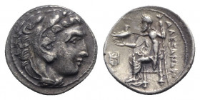 Kings of Macedon, Philip III Arrhidaios (323-317 BC). AR Drachm (17mm, 4.28g, 12h). In the name of Alexander III. Miletos, c. 323-319 BC. Head of Hera...