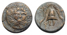 Kings of Macedon, Philip III Arrhidaios (323-317 BC). Æ Half Unit (16mm, 3.88g, 12h). Salamis, under Nikokreon. Macedonian shield, facing gorgoneion o...