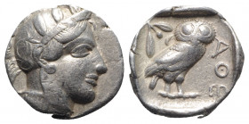 Attica, Athens, c. 454-404 BC. AR Tetradrachm (25mm, 17.19g, 12h). Head of Athena r., wearing crested Attic helmet decorated with three olive leaves a...
