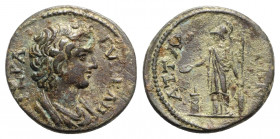 Mysia, Attaea. Pseudo-autonomous issue, time of Marcus Aurelius (161-180). Æ (24mm, 6.12g, 6h). Draped bust of Senate r. R/ Athena standing l., holdin...