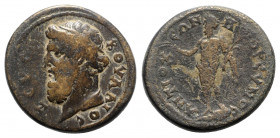 Caria, Antioch ad Maeandrum. Pseudo-autonomous issue, time of Trajan-Hadrian. Æ (28mm, 14.50g, 6h). Head of Zeus l., wearing taenia. R/ River god Mors...