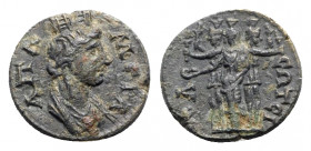 Phrygia, Apameia. Pseudo-autonomous issue, c. later 2nd-3rd centuries AD. Æ (15mm, 2.24g, 6h). Draped bust of Tyche of Apameia r., wearing mural crown...