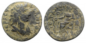 Phrygia, Hierapolis. Pseudo-autonomous, time of Elagabalus (218-222). Æ (24mm, 5.95g, 6h). Draped bust of Senate r. R/ Hygieia-Cybele(?) seated l., re...