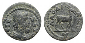 Phrygia, Laodicea ad Lycum. Pseudo-autonomous issue, uncertain reign. Æ (17mm, 3.92g, 6h). Diademed and draped bust of Zeus Aseis r. R/ Goat standing ...