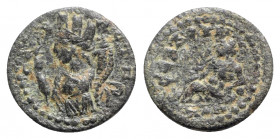 Phrygia, Sebaste. Pseudo-autonomous issue, mid-3rd century. Æ (18mm, 2.75g, 6h). Turreted half-length bust of Tyche l., holding sceptre and cornucopia...