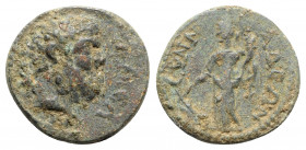 Phrygia, Synnada. Pseudo-autonomous issue, c. 3nd century AD. Æ (24mm, 7.32g, 6h). Bare head of Herakles r. R/ Tyche standing l., holding rudder and c...