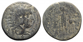 Pisidia, Apollonia Mordiaion. Time of Caracalla (198-217). Æ (29.5mm, 15.06g, 11h). Head of Alexander III of Macedon r., wearing lion skin headdress; ...