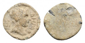 Greek PB Tessera (13mm, 2.03g). ΔHMO, Head of Demos r. R/ Blank. VF