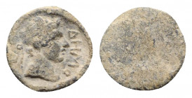 Greek PB Tessera (13mm, 1.75g). ΔHMO, Head of Demos r. R/ Blank. VF