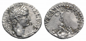 Tiberius (14-37). Cappadocia, Caesarea-Eusebia. AR Drachm (18mm, 3.62g, 12h). Laureate head r. R/ Mt. Argaeus surmounted by statue. RPC I 3620; Sydenh...