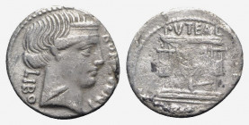 L. Scribonius Libo, Rome, 62 BC. AR Denarius (18.5mm, 3.67g, 6h). Diademed head of Bonus Eventus r. R/ Puteal Scribonianum (Scribonian wellhead), deco...