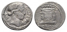 L. Scribonius Libo, Rome, 62 BC. AR Denarius (20mm, 3.63g, 6h). Diademed head of Bonus Eventus r. R/ Puteal Scribonianum (Scribonian wellhead), decora...
