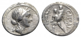 Julius Caesar, military mint in North Africa, late 48-47 BC. AR Denarius (18.5mm, 3.57g, 6h). Diademed head of Venus r. R/ Aeneas advancing l., holdin...