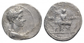 Octavian, Italian (Rome?) mint, Autumn 30-summer 29 BC. AR Denarius (21mm, 3.34g, 9h). Laureate bust of Octavian, as Jupiter Terminus, r.; winged thun...
