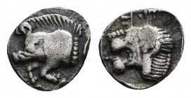 MYSIA, Kyzikos. Circa 525-475 BC. AR Obol. 0.61g. 9.1m
