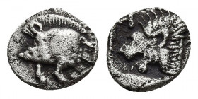 MYSIA, Kyzikos. Circa 525-475 BC. AR Obol. 0.71g. 9.2m
