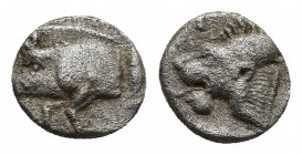 MYSIA, Kyzikos. Circa 525-475 BC. AR Obol. 0.75g. 8.7m