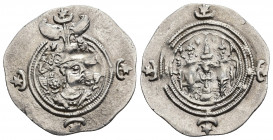 SASANIAN KINGDOM. Khusro II 591-628. BYSH. AR Drachm. 4.10g. 30.6m.