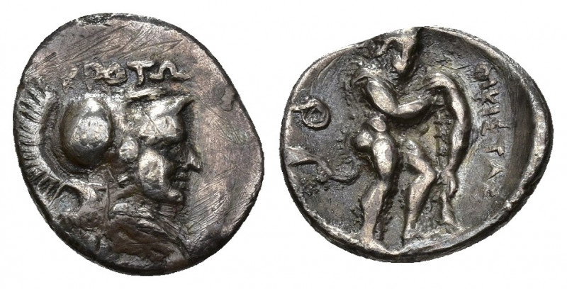 GRECIA ANTIGUA. BRUTTIUM. Crotona. Sexto (s. V a.C.). A/ Cabeza de Atenea a der....