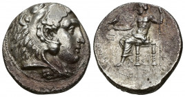 GRECIA ANTIGUA MACEDONIA. A nombre de Alejandro III. Tetradracma. Sidón (320-319 a.C.). R/ Delante del trono Z, debajo SI. AR 16,91 g. 26 mm. PRC-No. ...