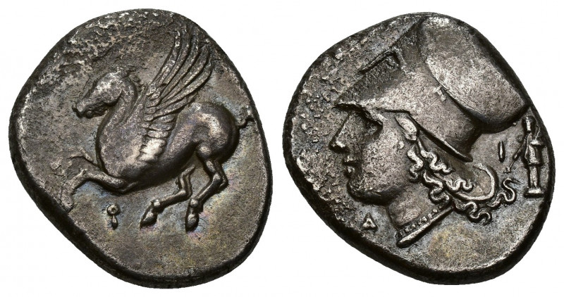 GRECIA ANTIGUA. CORINTO. Corintia. Estátera (c. 315-310 a.C.). A/ Pegaso volando...