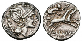 REPÚBLICA ROMANA. FLAMINIA. Lucius Flaminius Cilo. Denario. Roma (109-108 a.C.). R/ Victoria en biga a der., debajo L FLAMINI, en exergo CILO. AR 3,92...