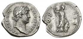 IMPERIO ROMANO. ADRIANO. Denario. Roma (134-138). A/ Busto laureado a der.; HADRIANVS AVGVSTVS P P. R/ Minerva a der. con lanza y escudo; COS III. AR ...