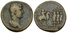 IMPERIO ROMANO. ADRIANO. Sestercio. Roma (130-133). A/ Busto drapeado a der.; HADRIANVS AVG COS (III P P). R/ Adriano a caballo a der. arengando a tre...