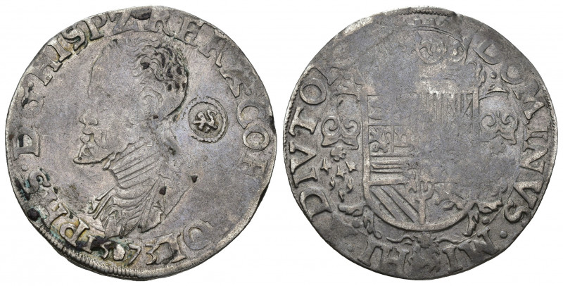 FELIPE II. 1/2 Daalder. 1573. A/ PHS D G HISP Z RERX CO FL HOL. R/ DOMINVS MIHI ...