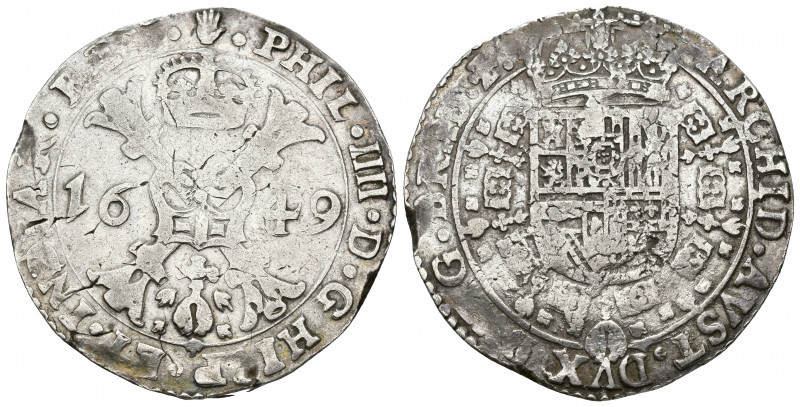 FELIPE IV. Patagón. Amberes. 1649. A/ PHIL IIII D G HISP ET INDIAR REX. R/ ARCHI...