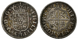 FELIPE V. Real. 1733. Sevilla. PA. AR 2,86 g. 19,8 mm. VI-547. MBC.