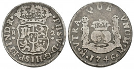 FELIPE V. 2 reales. 1746. México. M. AR 6,36 g. 26 mm. VI-697. MBC-.