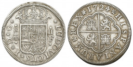 LUIS I. 2 reales. Segovia. 1724. F. AR 5,6 g. 27,3 mm. VI-22. MBC.