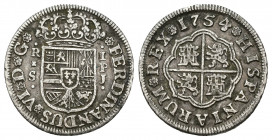 FERNANDO VI. Real. 1754. Sevilla. PJ. AR 2,9 g. 20,3 mm. VI-183. MBC.