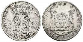 FERNANDO VI. 4 reales. 1759. México. mm. AR 13,26 g. 33 mm. VI-301. Pequeñas marcas. MBC-.