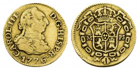 CARLOS III. 1/2 escudo. 1776. Madrid. PJ. AU 1,73 g. 14,6 mm. VI-1057. MBC-.