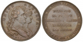 CARLOS IV. Medalla. 1801. Invento de DROZ. Firma M.G.S. Sepúlveda. Canto estriado. AE 25,58 g. 39,5 mm. MPN-305 vte. EBC-.