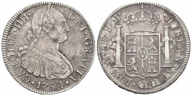 CARLOS IV. 8 reales. 1794. México. FM. AR 26,7 g. 39,7 mm. VI-790. MBC.
