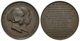 ISABEL II. Medalla. Inauguración del Canal de Lozoya. 1858. Grabador: BOUVET. AE 10,94 g. 26,3 mm. MPN-695. EBC+.