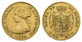 ISABEL II. 40 reales. 1864. Madrid. AU 3,32 g. 17,94 mm. VI-568. MBC/MBC-.