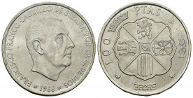 FRANCISCO FRANCO. 100 pesetas. 1966*19-69. Trazo del 9 recto. Primer tipo. VII-406. SC.