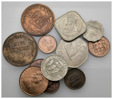 MONEDAS EXTRANJERAS. Lote de 12 monedas. Guernsey (10), entre ellas 1 double 1903. Isla de Man (2). Distintos valores y fechas. De MBC a SC.