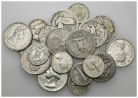 MONEDAS EXTRANJERAS. Lote de 20 monedas. Canadá (9): 25 cents -1943, 1958, 1959 y 1965; 10 cents: 1960, 1962, 1964, 1965 y 1966-, Estados Unidos de Am...