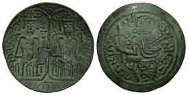 MONEDAS EXTRANJERAS HUNGRÍA. Esteban IV (1162-1163). Bronce. A/ Bela II y Esteban IV sentados. R/ María sentada con el niño. AE 2,49 g. 26 mm. CNH-98....